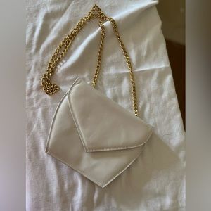 Dressy white Italian leather bag